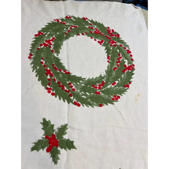 Vintage Tablecloth Christmas Holiday VERA NEUMANN 48" x 48" - Picture 4 of 6